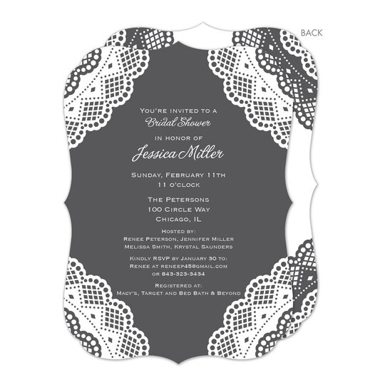 Grey Vintage Lace Invitations